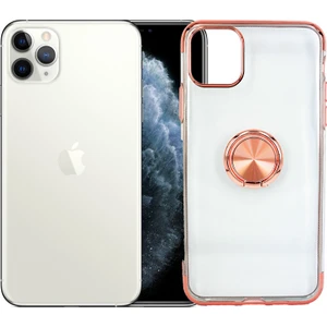 Case 4U Apple iPhone 11 Pro Kılıf Yüzüklü Standlı Manyetik Silikon Gess Arka Kapak Rose Gold