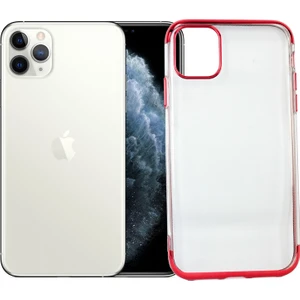 Case 4U Apple iPhone 11 Pro Kılıf 4 Köşeli Renkli Lazer Silikon Arka Kapak Glitter Kırmızı
