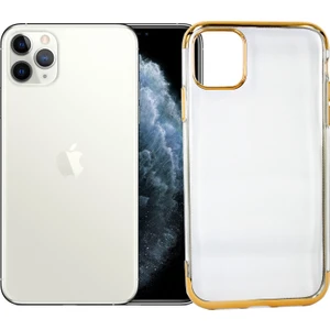 Case 4U Apple iPhone 11 Pro Kılıf 4 Köşeli Renkli Lazer Silikon Arka Kapak Glitter Altın