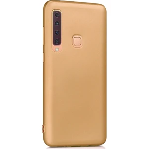 Samsung Galaxy A9 2018 Premier Mat Esnek Silikon Kılıf + Esnek Nano Cam Altın