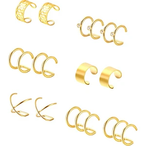 Gold Ip Çelik 6 Takım Kıstırma Bayan Küpe EB66SR
