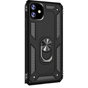 Apple iPhone 11 Kılıf Vega Standlı Yüzüklü Mıknatıslı Siyah