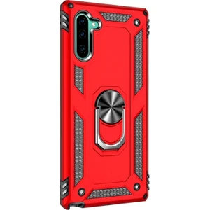 Case Street Samsung Galaxy Note 10 Kılıf Çift Katmanlı Yüzüklü Tank Vega Koruma Kırmızı