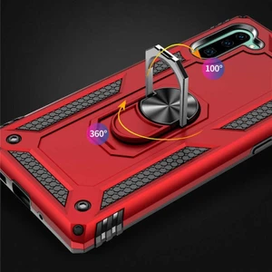 Case Street Samsung Galaxy Note 10 Kılıf Çift Katmanlı Yüzüklü Tank Vega Koruma Lacivert