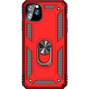 Apple iPhone 11 Pro Kılıf Vega Standlı Yüzüklü Mıknatıslı + Nano Glass Kırmızı