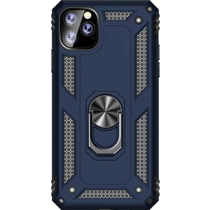 Apple iPhone 11 Pro Kılıf Vega Standlı Yüzüklü Mıknatıslı + Nano Glass Lacivert