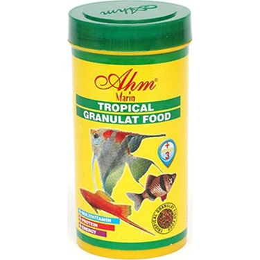 AHM Tropical Gran.Food 250 Ml Balık Yemi Yüksek Kalite Akvaryum Balıkları İçin Besin