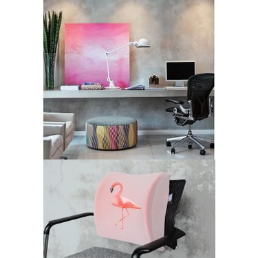 office kup bel yastigi ofis koltuk minderi pembe flamingo fiyati