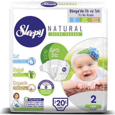 sleepy natural bebek bezi 2 beden 20 adet fiyati