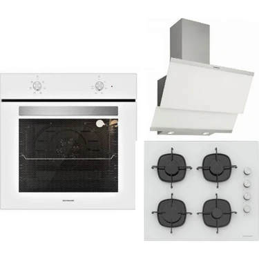 Silverline Beyaz Ankastre Set Classy Beyaz 60 cm Davlumbaz - CS5335W01 Beyaz Ankastre Ocak -