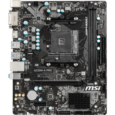 MSI A320M-A PRO AM4 DDR4 3200(OC) DVI HDMI USB3.2 mATX 