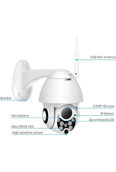 Gringo Ae Ip Güvenlik Kamerası Gece Görüşlü Dış Mekan Ptz 1080P Speed Dome