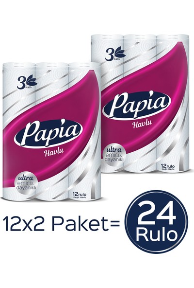 Papia Kağıt Havlu Jumbo Paket 24 Rulo