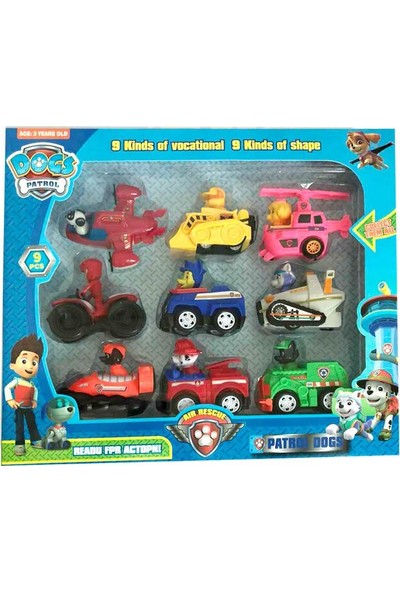E-kids Paw Patrol Oyuncak Görev Araçları 9'lu Set