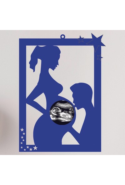 Nalia Bebe Hamile Anne - Hediyelik Ahşap Ultrason Çerçevesi Pembe