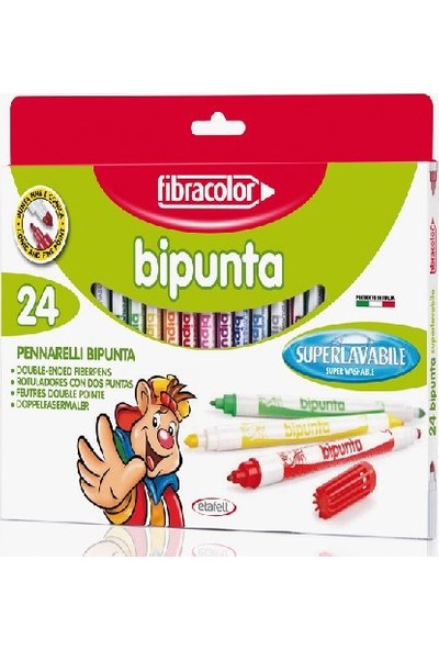 Fibracolor Bipunta Kalın+İnce Çift Uçlu Keçeli Kalem 24 Renk