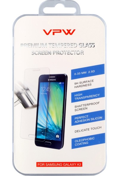 VPW Samsung Galaxy A3 Tempered Glass Ekran Koruyucu