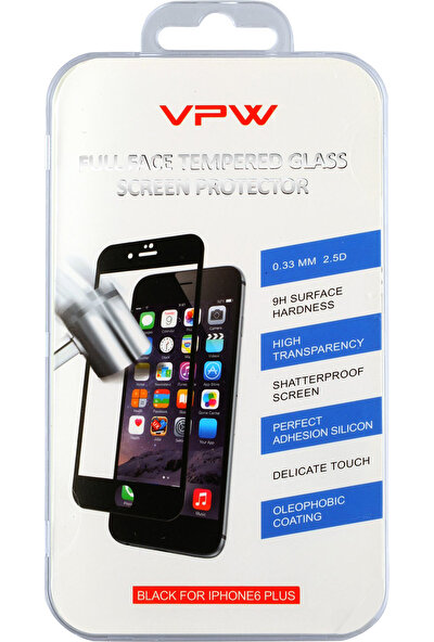 VPW iPhone 6 Plus Fullfıt Siyah Tempered Glass Ekran Koruyucu