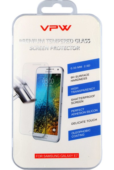 VPW Samsung Galaxy E7 Tempered Glass Ekran Koruyucu