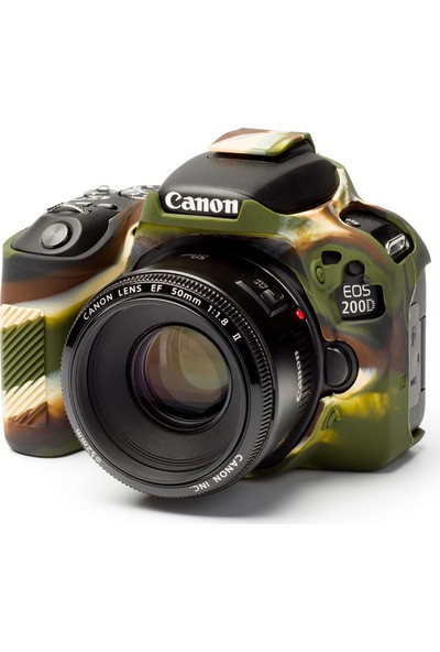 Easycover Canon 200D/250D Silikon Kılıf + Ekran Koruyucu Kamuflaj)