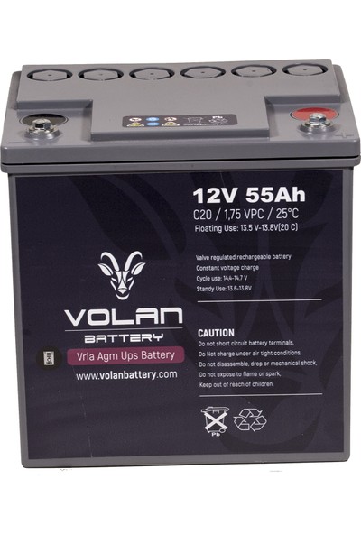 Volan Battery 12 Volt 55 Ah (Amper) Kuru Akü