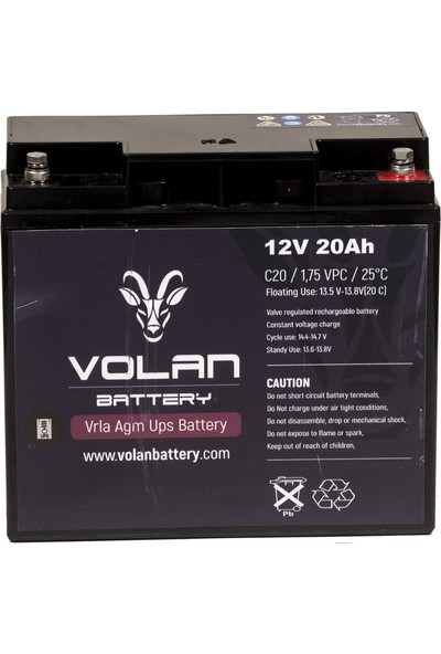 Volan Battery 12 Volt 20 Ah (Amper) Kuru Akü