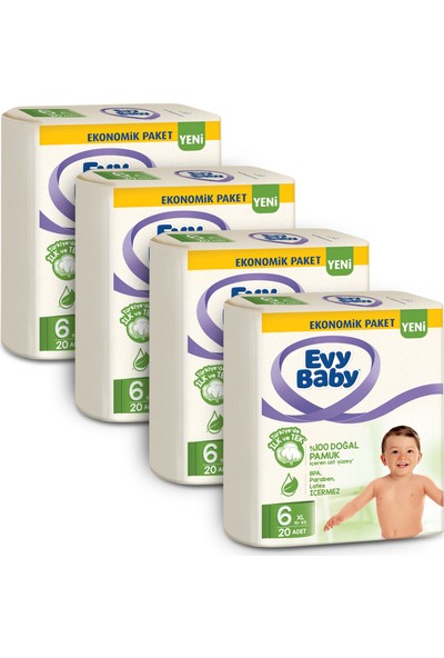 Evy Baby Bebek Bezi 6 Beden Ekstra Large 4'lü Fırsat Paketi 80 Adet