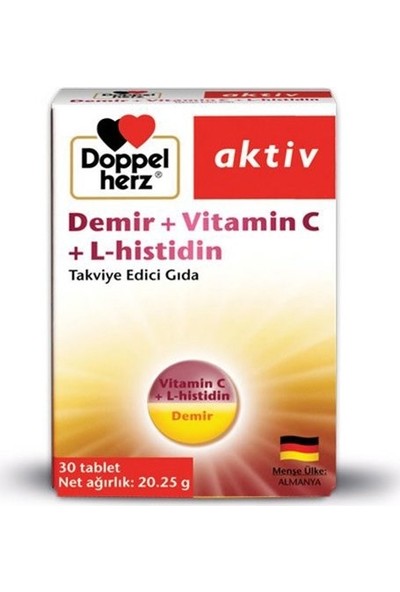 Doppelherz Aktiv Demir+Vitamin C+L-Histidin 30 Tablet DOP624809