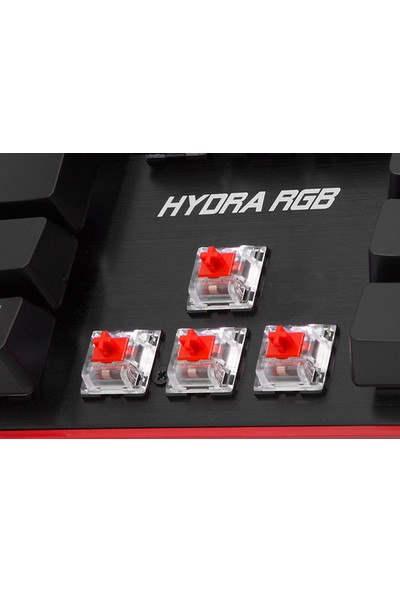 Rampage Hydra R6 Full Color RGB LED Gaming Pro Red Switch Q Multimedia Mekanik Klavye