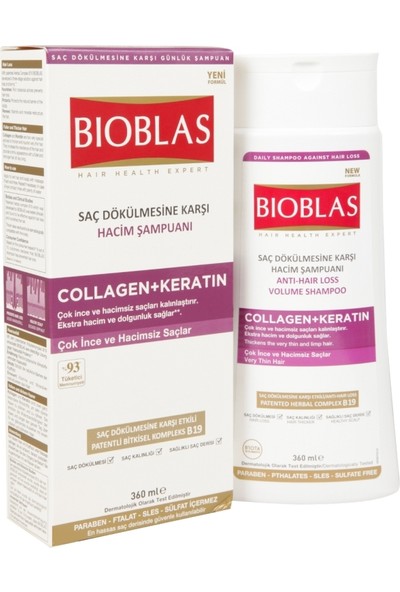 Bioblas Collagen + Keratin Çok İnce ve Hacimsiz Saçlar İçin Hacim Şampuanı 360 ml