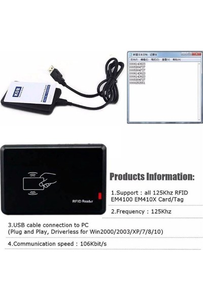 Kuvars Rfid Göstergeç 125 Khz EM4100 Manyetik Proximity USB Kart Okuyucu