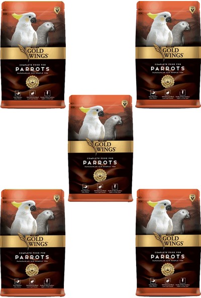 Gold Wings Premium Papağan Jako Gri Amazon Yemi 1 kg x 5 Adet