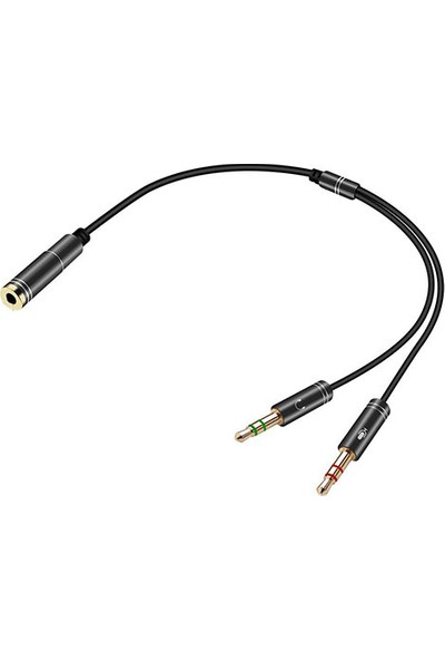 PSGT Kulaklık Mikrofon Ayırıcı Y Kablo 3.5 mm Dişi To 2 x 3.5 mm Erkek