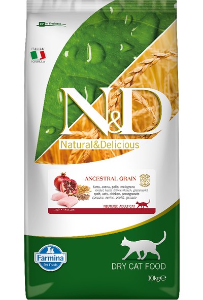 N&D Düşük Tahıllı Tavuklu Narlı Kısırlaştırılmış Kedi Maması 10Kg