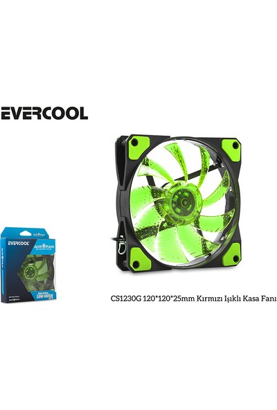 Evercool CS1230G 120x120x25 mm Yeşil Işıklı Kasa Fanı