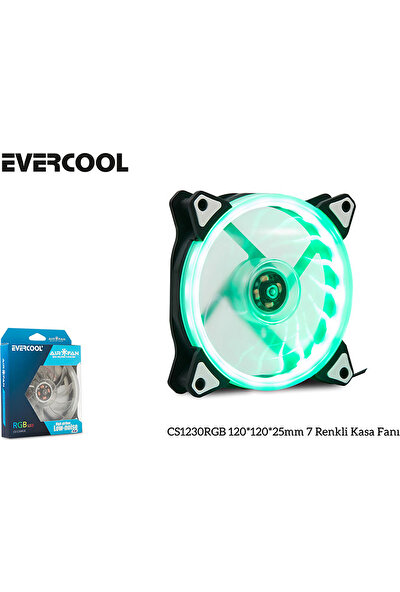 Evercool CS1230RGB 120x120x25 mm 7 Renkli Kasa Fanı