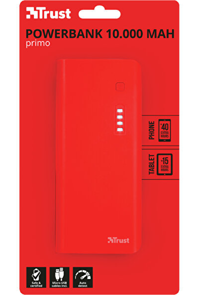 Trust 22752 Primo 10000 mAh Taşınabilir Şarj Cihazı Powerbank