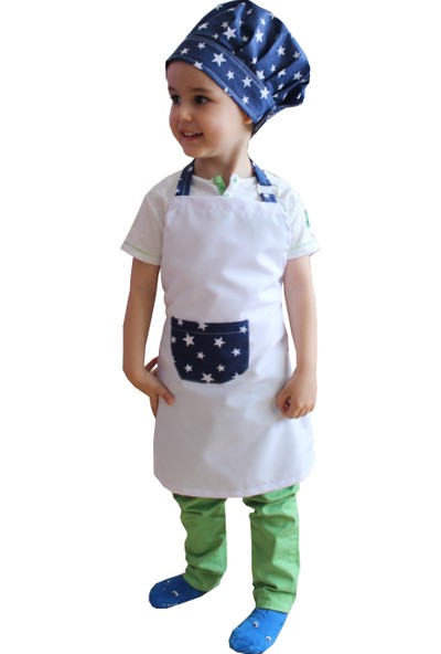 Medusa Forma Çocuk Aşçı Kıyafeti Askılı Önlük Kep Kreş Anaokulu Çocuk Kostümü