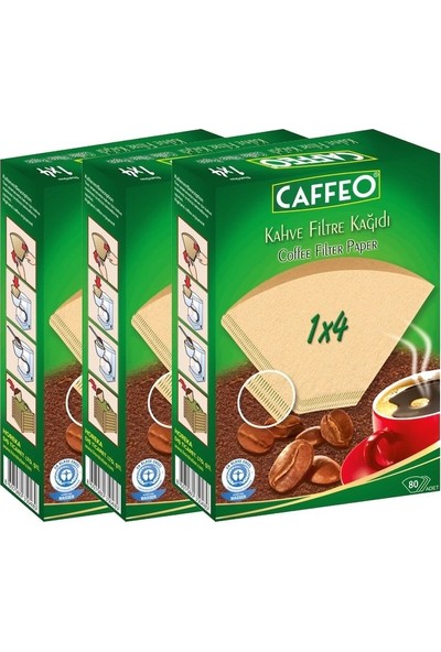 Caffeo Filtre Kahve Kağıdı 1x4 4 Numara 80'li 3'lü Paket 240 Adet