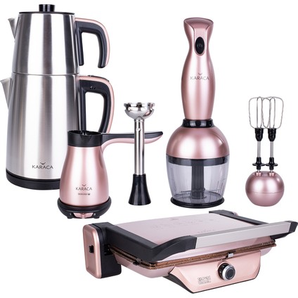 4lü Elektrikli Çeyiz Seti Rosegold Çelik Demlikli