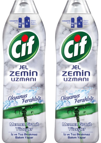 Zemin Uzmanı Okyanus Ferahlığı Mermer ve Granit Yüzeyler için Jel Temizleyici 750 ML x 2 adet