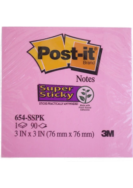 Post-It 3m Not Kağıdı 76 x 76 mm 90 Yaprak Pembe (654-SSPK)