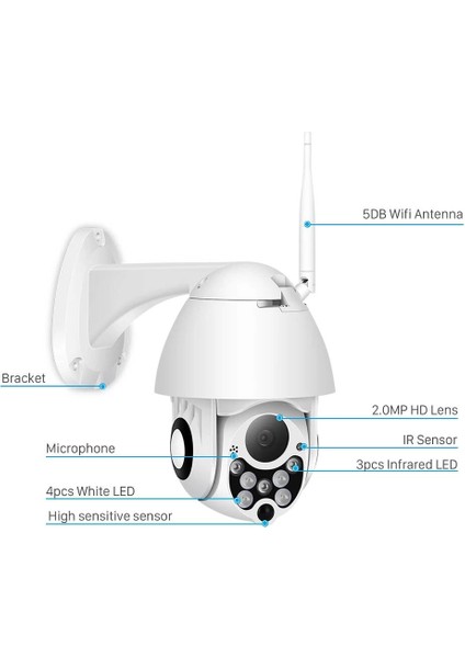 Ae Ip Güvenlik Kamerası Gece Görüşlü Dış Mekan Ptz 1080P Speed Dome