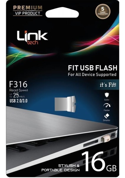 Fit Premium 16GB Metal 25MB/s USB Flash Bellek