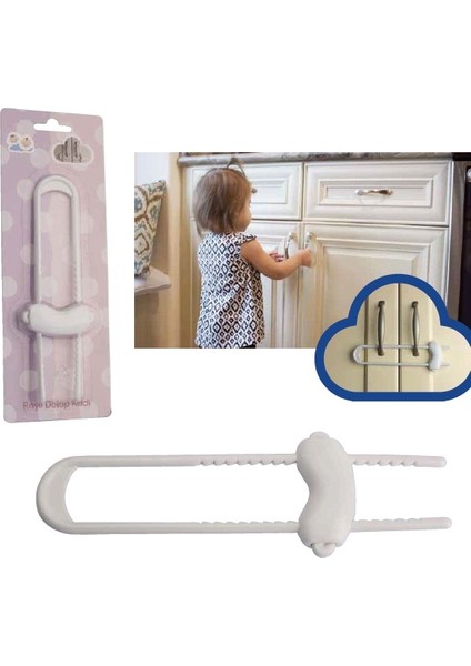 Çocuk Güvenlik Ürünü ( Raylı Dolap Kilidi - Tüm Kulplarda Kullanıma Uygundur ) - Paket Içi 1 Adet fiyatları