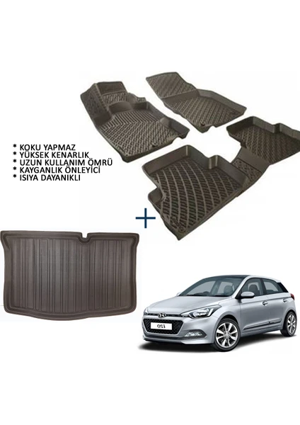 Hyundai I20 3D Havuzlu Oto Paspas ve 3D Bagaj Havuzu (2014 ve Sonrası)