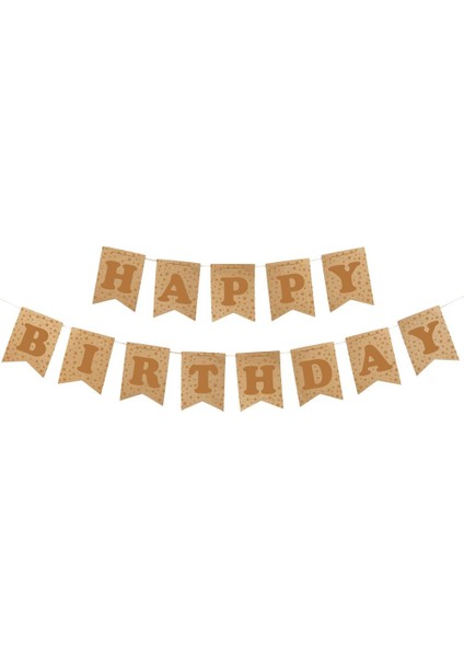 Happy Birthday Kraft Zemin Altın Harf Afiş