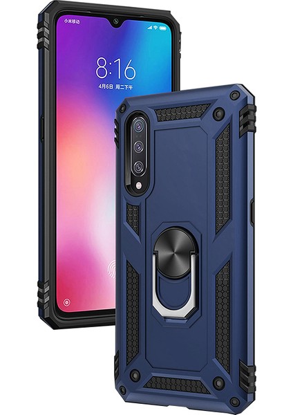 Xiaomi Mi 9 Kılıf Zırh Koruma Yüzüklü Standlı Armor Silikon Kapak + Ekran Koruma