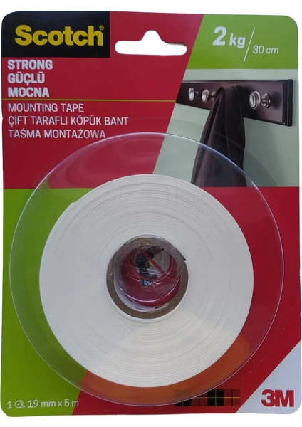 Güçlü Çift Taraflı Köpük Bant ( 19 mm x 5 M )