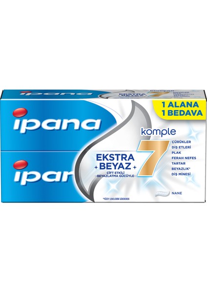 Ipana Komple Bakım Diş Macunu + Ferahlık ve Beyazlık Ağız Bakım Suyu 1 Alana 1 Bedava Paketi (65 ml + 65 ml)